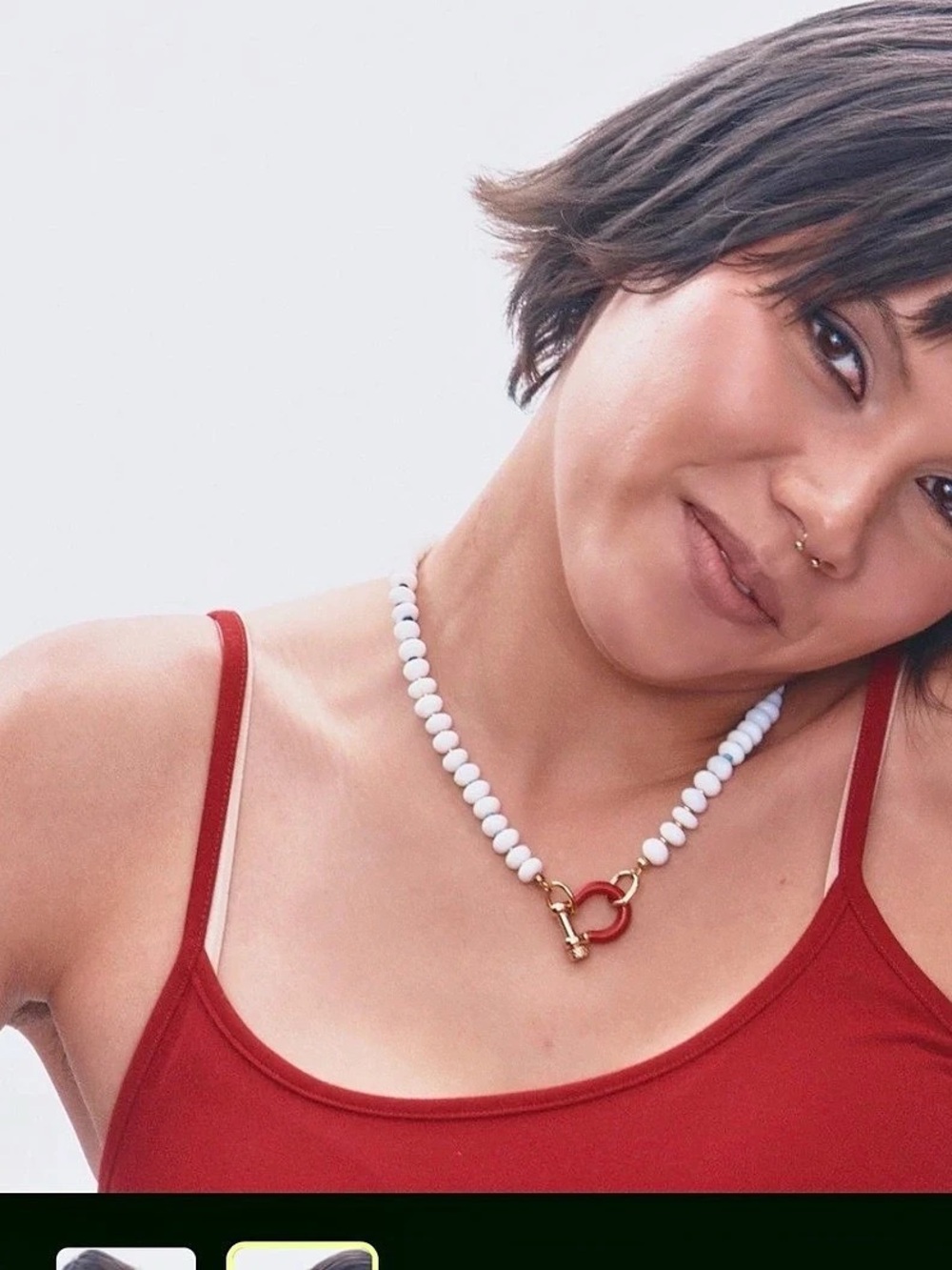 Spicy Dan Tide Opal Beaded Necklace White & Red